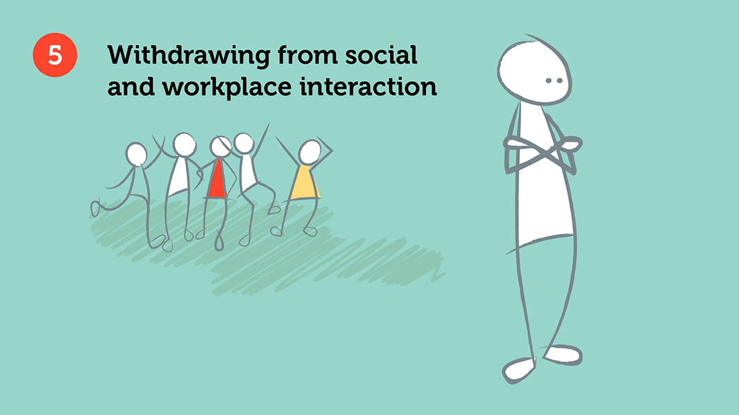 Withdrawing from social and workplace interaction